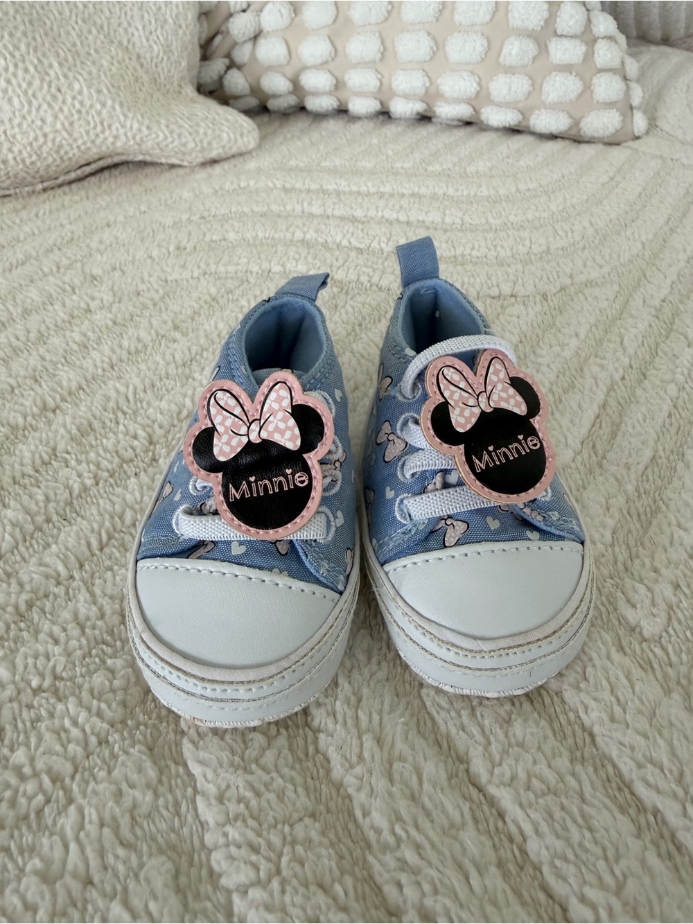 Denim Minnie baby Sneakers with Pink Accents- like new - Size 3/6 M
